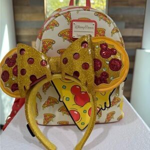 Loungefly eats Pizza Print Backpack and Headband -